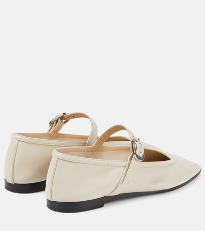 Le Monde Beryl Grosgrain-trimmed Velvet Mary Jane Ballet Flats In White