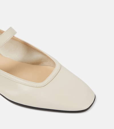 Le Monde Beryl Grosgrain-trimmed Velvet Mary Jane Ballet Flats In White