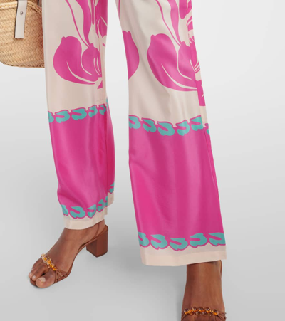 Shop Adriana Degreas Printed High-rise Silk Wide-leg Pants In Multicoloured