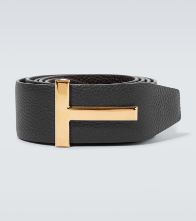 Tom Ford Logo Leather Belt In Multicoloured
