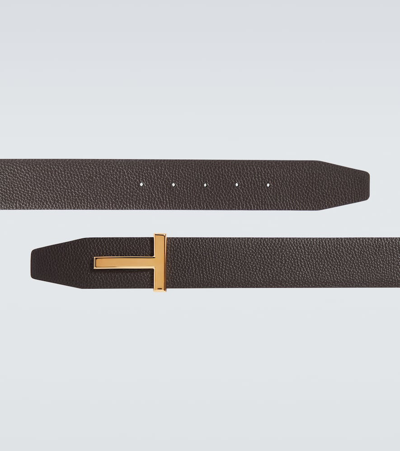 Tom Ford Logo Leather Belt In Multicoloured