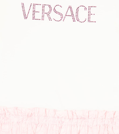 Shop Versace Logo Cotton-blend Dress In White
