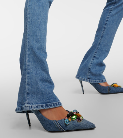 Shop Dolce & Gabbana Crystal-embellished Denim Pumps In Blue