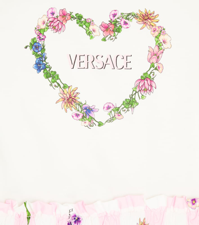 Versace White Dress For Girl With Multicolor Print In White
