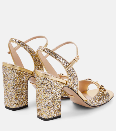 Shop Gucci Lady Horsebit Embellished Sandals In Gold