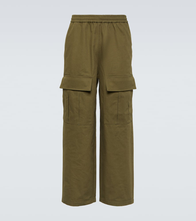 Shop Acne Studios Checked Cotton Cargo Pants In Green