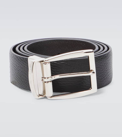 Shop Canali Leather Belt In Black