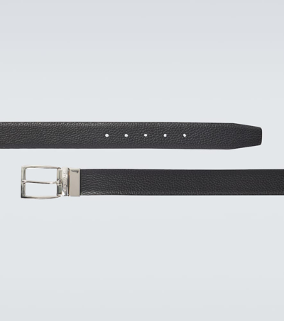 Shop Canali Leather Belt In Black