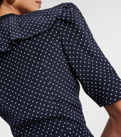 Alessandra Rich Bow-detailed Polka-dot Silk Crepe De Chine Midi Dress In Multicoloured