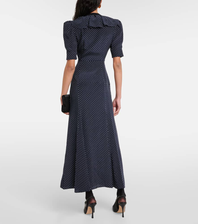 Alessandra Rich Bow-detailed Polka-dot Silk Crepe De Chine Midi Dress In Multicoloured