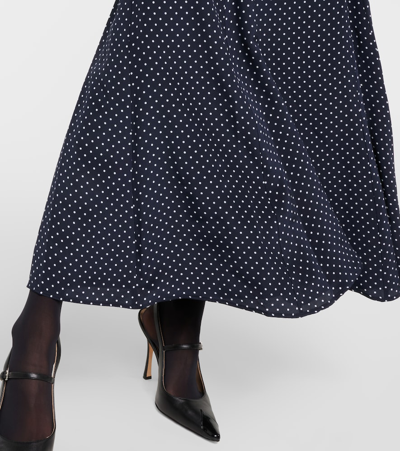 Alessandra Rich Bow-detailed Polka-dot Silk Crepe De Chine Midi Dress In Multicoloured