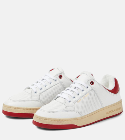 Saint Laurent Leather Sneakers In White