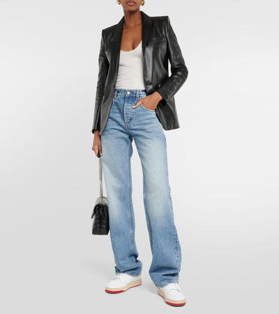 Saint Laurent Leather Sneakers In White