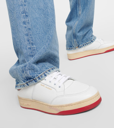 Saint Laurent Leather Sneakers In White