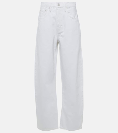 Shop Frame High-rise Barrel-leg Jeans In White