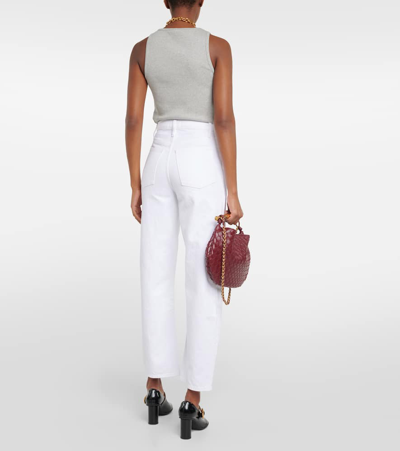 Shop Frame High-rise Barrel-leg Jeans In White