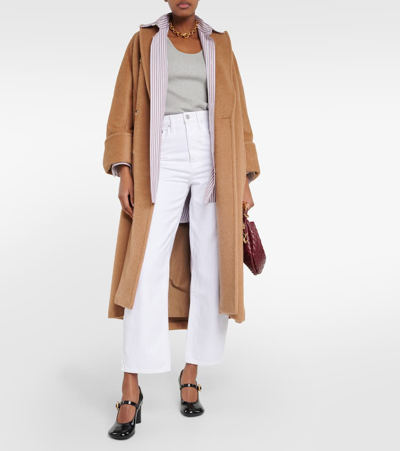 Frame High-rise Barrel-leg Jeans In White