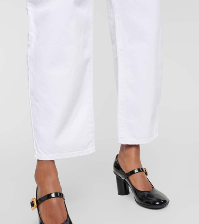 Shop Frame High-rise Barrel-leg Jeans In White