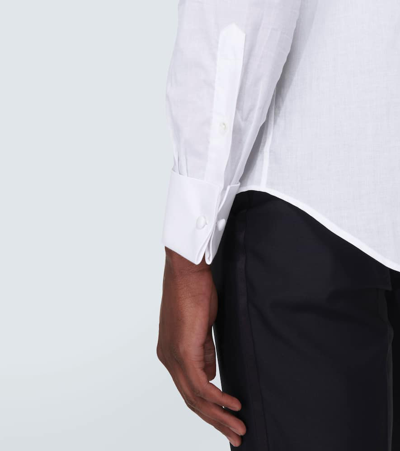 Shop Canali Pleated Cotton Shirt In White