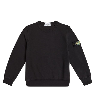 Shop Stone Island Junior Compass Cotton Sweatshirt In Black