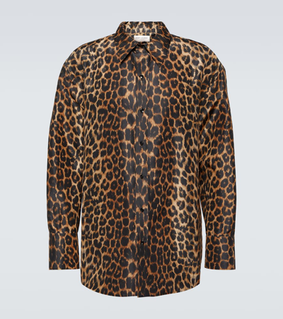 Shop Saint Laurent Oversized Leopard-print Silk Shirt In Multicoloured