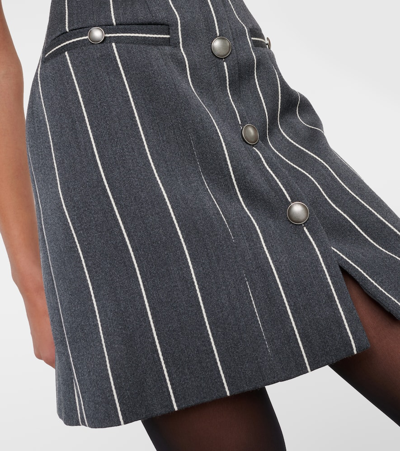 Alessandra Rich Pinstripe Wool-blend Minidress In Black