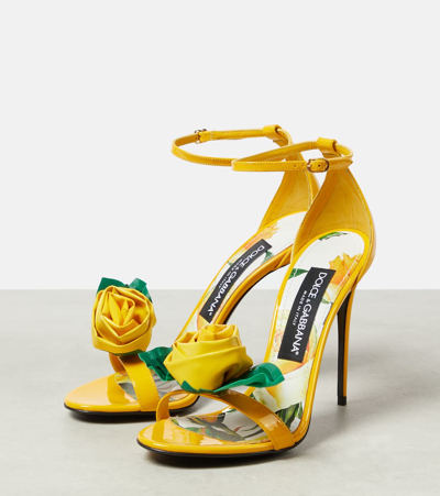Dolce & Gabbana Patent Sandal In Yellow