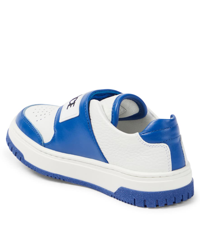 Shop Versace Leather Sneakers In Blue