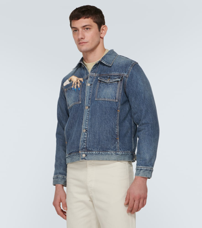 Shop Undercover Beaded Denim Jacket In Blue