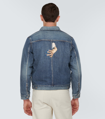 Shop Undercover Beaded Denim Jacket In Blue