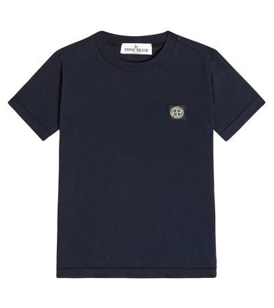 Shop Stone Island Junior Compass Cotton Jersey T-shirt In Blue