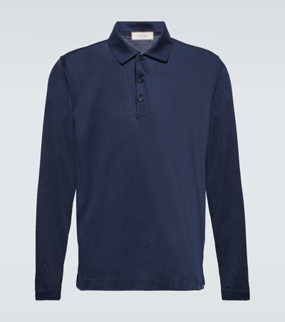 Shop Canali Cotton Polo Shirt In Blue