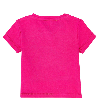 Versace Baby Logo Cotton Jersey T-shirt In Fuxia+bianco