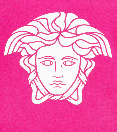 Versace Baby Logo Cotton Jersey T-shirt In Fuxia+bianco