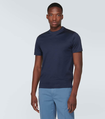 Shop Canali Cotton Jersey T-shirt In Blue