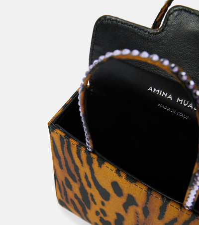 Shop Amina Muaddi Superamini Leopard-print Satin Tote Bag In Multicoloured