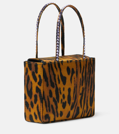 Shop Amina Muaddi Superamini Leopard-print Satin Tote Bag In Multicoloured