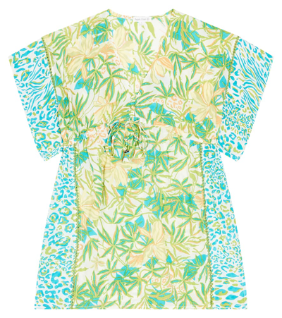 Shop Poupette St Barth Amaya Floral Kaftan In Green