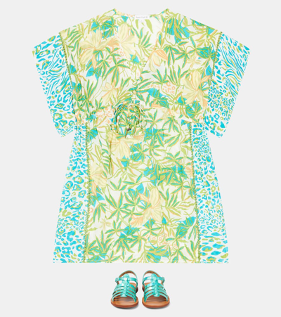 Shop Poupette St Barth Amaya Floral Kaftan In Green