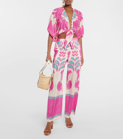 Adriana Degreas Printed Puff-sleeve Silk Blouse In Multicoloured