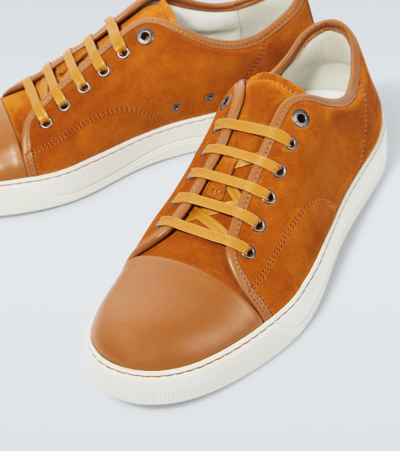 Shop Lanvin Dbb1 Suede And Leather Sneakers In Brown