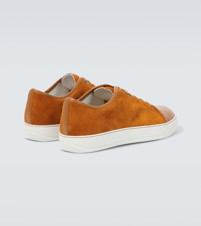 Shop Lanvin Dbb1 Suede And Leather Sneakers In Brown