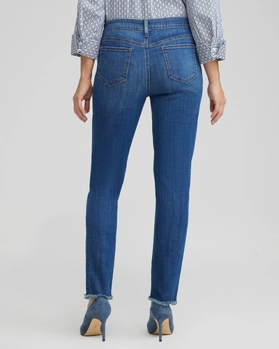 Shop Chico's Girlfriend Fray Hem Ankle Jeans In Medium Wash Denim Size 14 |