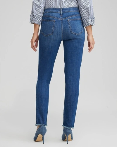 Chico's Girlfriend Fray Hem Ankle Jeans In Medium Wash Denim