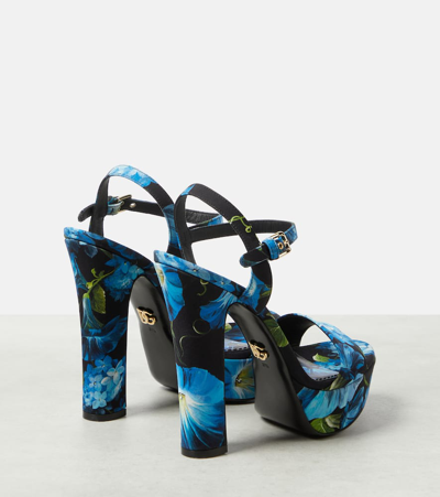 Shop Dolce & Gabbana Floral Satin Platform Sandals In Multicoloured