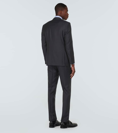 Shop Canali Single-breasted Wool Suit In Blue