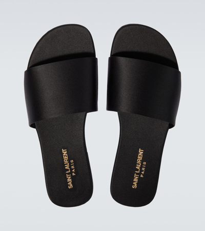 Shop Saint Laurent Carlyle Silk Satin Crêpe Slides In Black