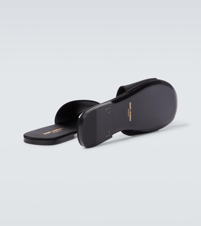 Shop Saint Laurent Carlyle Silk Satin Crêpe Slides In Black