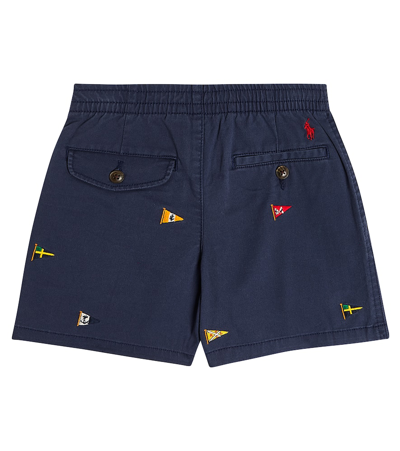 Shop Polo Ralph Lauren Polo Prepster Embroidered Cotton Shorts In Blue