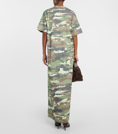 Shop Acne Studios Edrass Camouflage Cotton Maxi Dress In Multicoloured
